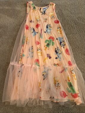 Bluey Peach Tulle Party Dress for Kids